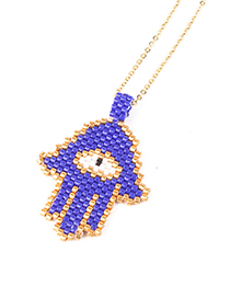 Fashion Blue Palm Shape Decorated Necklace
