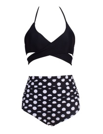 Sexy Black Dots Pattern Decorated Swimwear(2pcs)