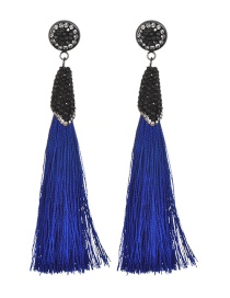 Fashion Sapphire Blue Tassel Decorated Earrings