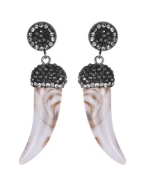 Fashion Beige Horn Shape Design Earrings
