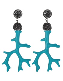 Fashion Blue Branch Shape Design Earrings