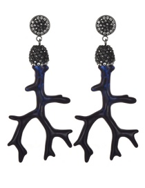 Fashion Black Branch Shape Design Earrings