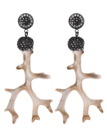 Fashion Beige Branch Shape Design Earrings