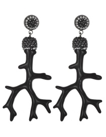 Fashion Black Branch Shape Design Earrings