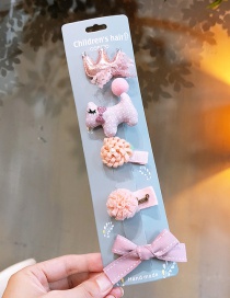 Fashion Pink Crown Shape Decorated Hair Accessories(5pcs)