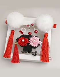 Fashion White Fuzzy Ball Decorated Hair Accessories(6pcs)