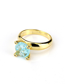 Fashion Gold Color+blue Diamond Decorated Ring