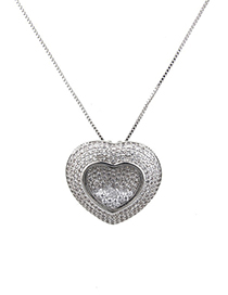 Fashion White Full Diamond Decorated Heart Shape Necklace