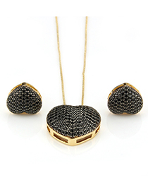 Fashion Black Heart Shape Decorated Jewelry Set