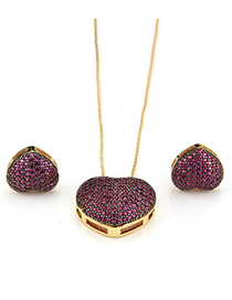 Fashion Plum Red Heart Shape Decorated Jewelry Set