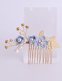 Fashion Gold Color+blue Flower Shape Decorated Hair Accessories