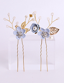 Fashion Gold Color+blue Flower Shape Decorated Hair Accessories