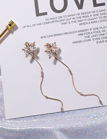 Fashion Gold Color Snowflake Shape Decorated Tassel Earrings