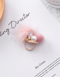 Fashion Pink Fuzzy Ball Decorated Opening Earrings