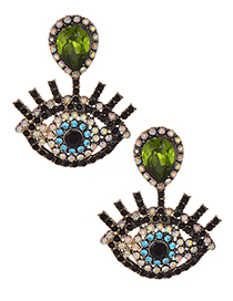 Fashion Green Eye Shape Decorated Earrings