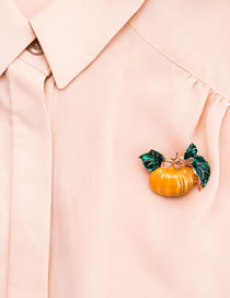 Fashion Yellow Pumpkin Shape Decorated Brooch