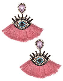 Fashion Pink Eye Shape Decorated Tassel Earrings