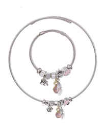 Fashion Pink Leaf Shape Decorated Jewelry Set