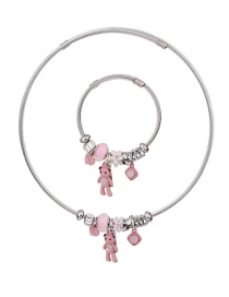 Fashion Pink Bear Shape Decorated Jewelry Set