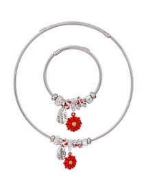 Fashion Red Flower Shape Decorated Jewelet Set