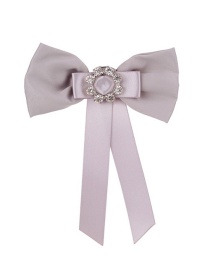 Fashion Gray Pure Color Decorated Bowknot Brooch