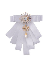 Fashion White Diamond Decorated Bowknot Brooch