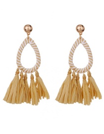Fashion Yellow Pure Color Decorated Tassel Earrings