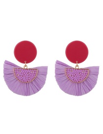Fashion Purple Sector Shape Decorated Earrings