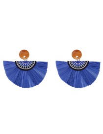 Fashion Blue Sector Shape Decorated Earrings