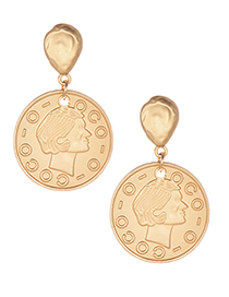Fashion Gold Color Coins Shape Decorated Earrings