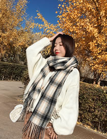 Fashion Multi-color Grid Pattern Decorated Scarf