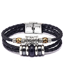 Fashion Navy+black Bead Decorated Bracelet