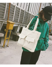 Simple White Pure Color Decorated Handbag