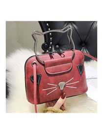 Fashion Red+white Cat Pattern Decorated Handbag