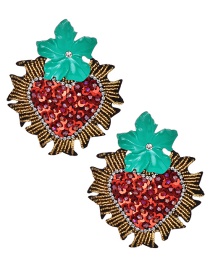 Fashion Green Heart&glower Shape Decorated Earrings