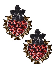 Fashion Black Heart&glower Shape Decorated Earrings
