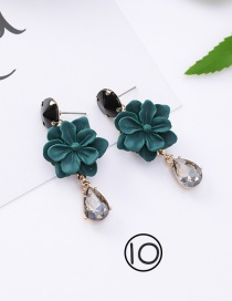 Fashion Dark Green Flower Shape Decorated Earrings