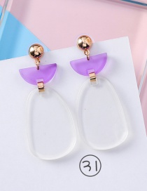 Fashion White+purple Irregular Shape Design Long Earrings