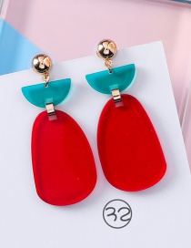 Fashion Red+green Irregular Shape Design Long Earrings
