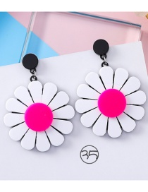 Fashion White+pink Flowers Shape Design Simple Earrings