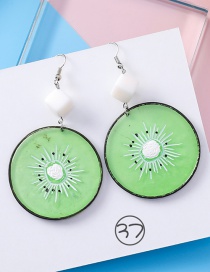 Fashion Green Kiwifruit Shape Design Pure Color Earrings