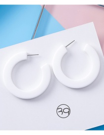 Fashion White C Shape Design Pure Color Earrings
