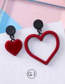 Fashion Red Heart Shape Design Asymmetric Earrings