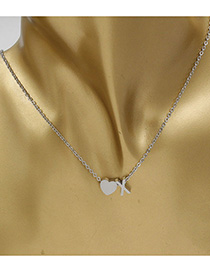 Simple Silver Color Letter X&heart Shape Decorated Necklace