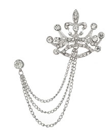 Fashion Silver Color Crown Shape Decorated Brooch