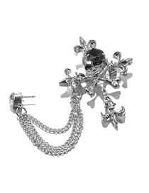 Fashion Silver Color Cross Shape Decorated Brooch