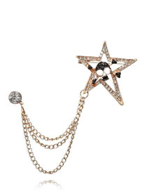 Fashion Gold Color Star Shape Decorated Brooch