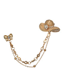 Fashion Gold Color Hat&bowknot Shape Decorated Brooch