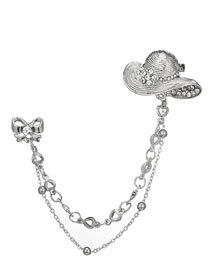 Fashion Silver Color Hat&bowknot Shape Decorated Brooch