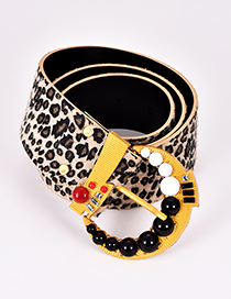 Fashion Multi-color Leopard Pattern Decorated Bead Belt